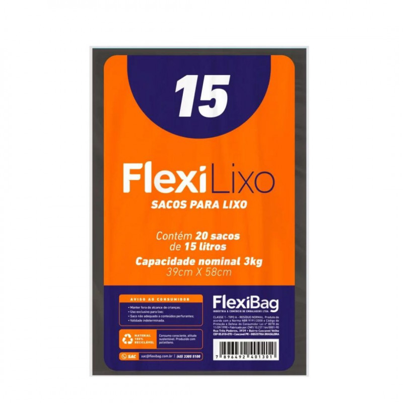 SACO LIXO FLEXI LIXO ALMOF 15l C/20UN